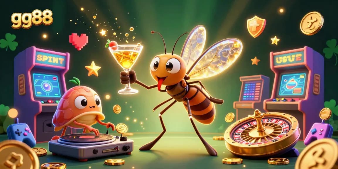 Experience a vibrant gg88 casino scene with playful, animated characters and cinematic elements.