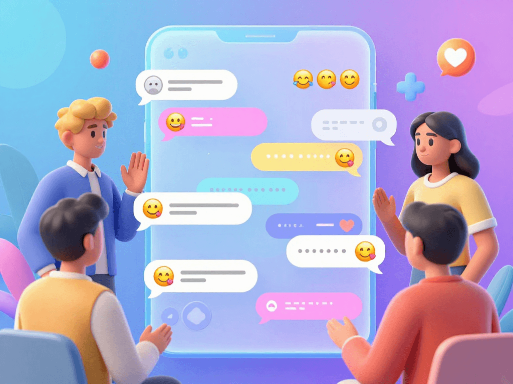 Engaging sex chat ai avatars exchanging messages in a vibrant digital environment.