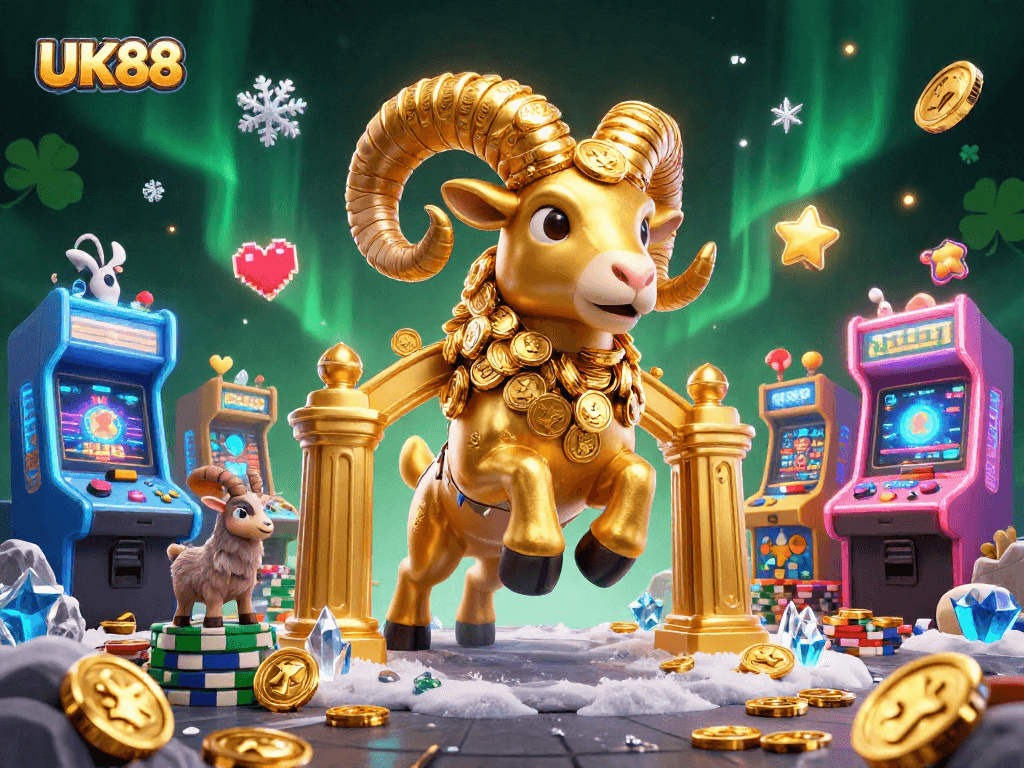 Engage with the excitement of UK88 at a thrilling casino scene featuring a golden ram.