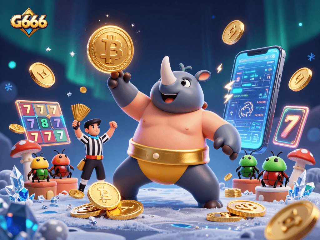 G666 has arrived with an exciting casino scene featuring a rhinoceros beetle sumo champion and glowing coins.