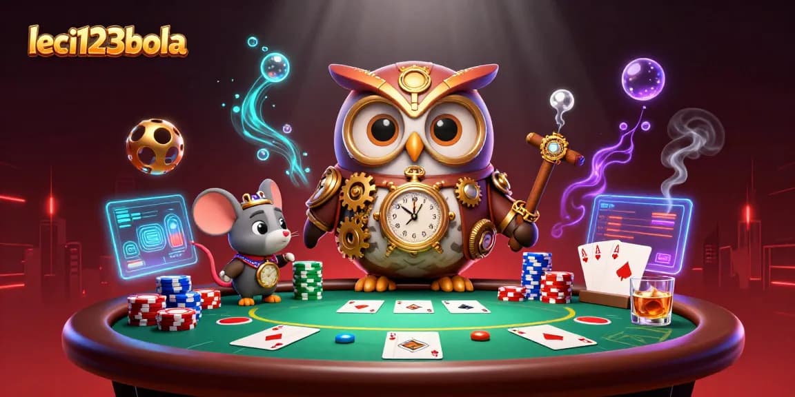 Engage with leci123bola as a time-traveler owl navigates a dynamic casino universe with poker action.
