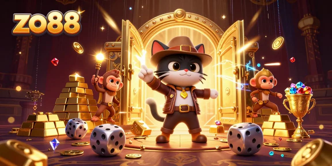 Experience exceptional thrills at zo88 with a cat archaeologist and monkey in a treasure-filled casino