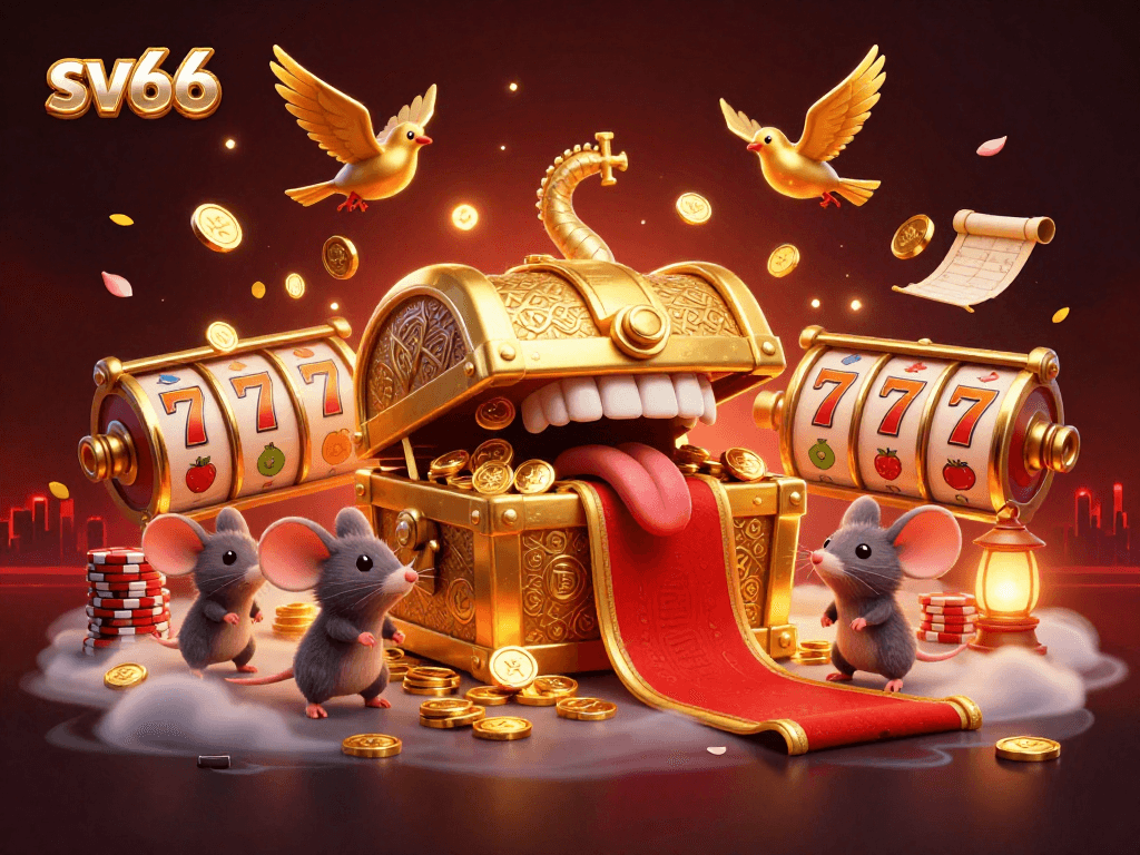 Spin the reels at sv66 and win big; vibrant casino illustration filled with excitement.