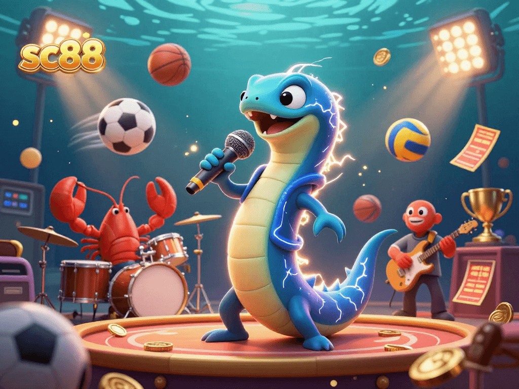 Experience the excitement of sc88 gaming with a vibrant underwater casino scene featuring dynamic characters and elements.