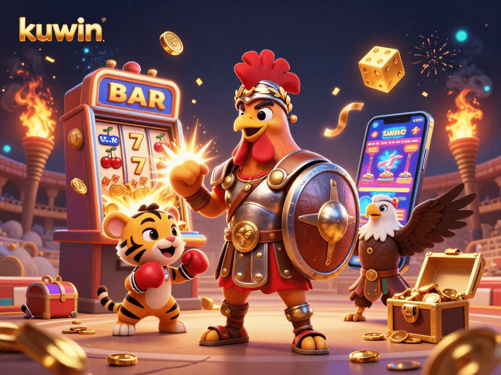 Experience winning spins with kuwin's vibrant slot machine, a golden jackpot awaits!