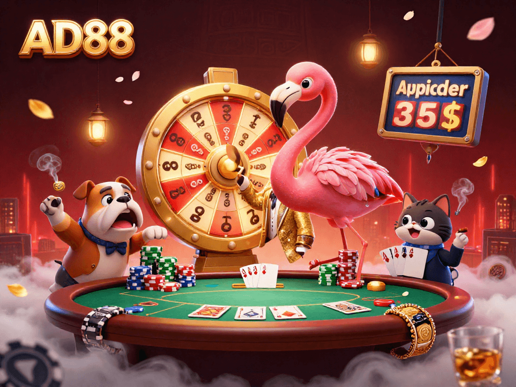 AD88 rewards players with vibrant 3D casino fun, showcasing dynamic characters and exciting game elements.