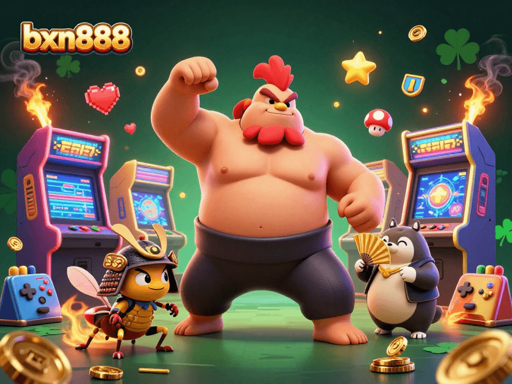 Experience the excitement of bxn888 with a colorful 3D casino scene filled with dynamic gaming elements.