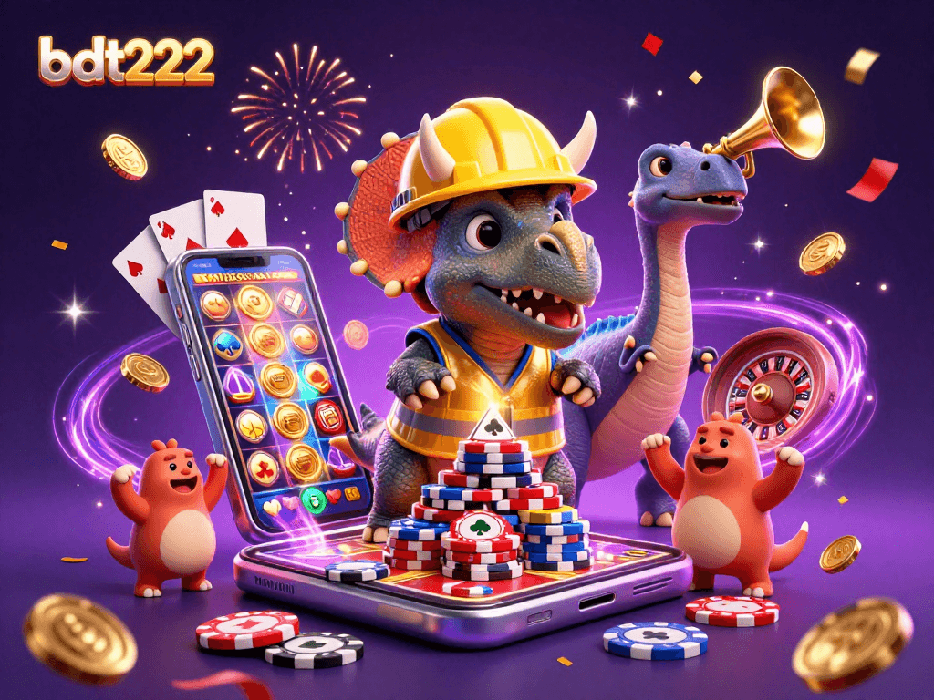Engage with bdt222's gaming excitement, featuring a delightful 3D illustration of dynamic casino characters.