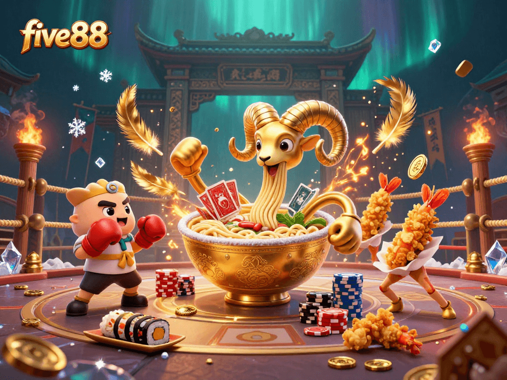 Experience exciting gameplay at five88 with vibrant characters and casino elements in a stunning 3D scene.