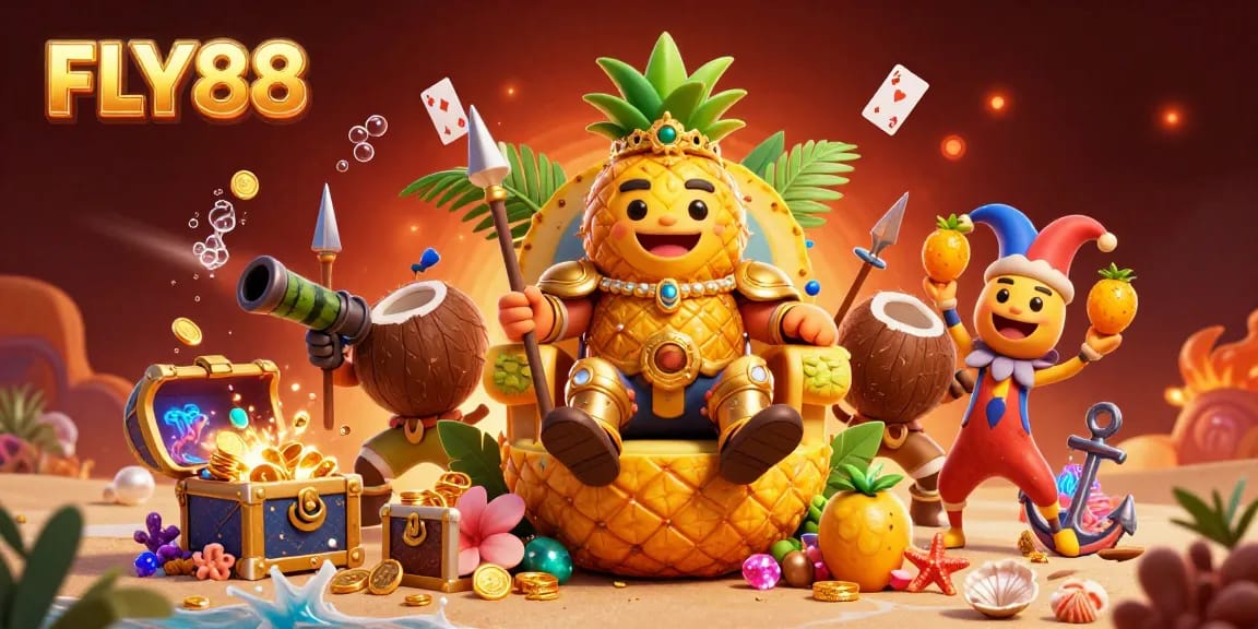 FLY88 invites players to explore a vibrant beach casino with dynamic characters and treasure-filled gameplay.