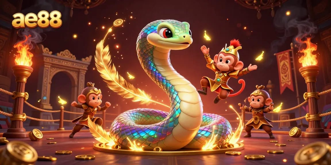 Experience the excitement of ae88 with golden tokens and vibrant characters in a dynamic casino setting.