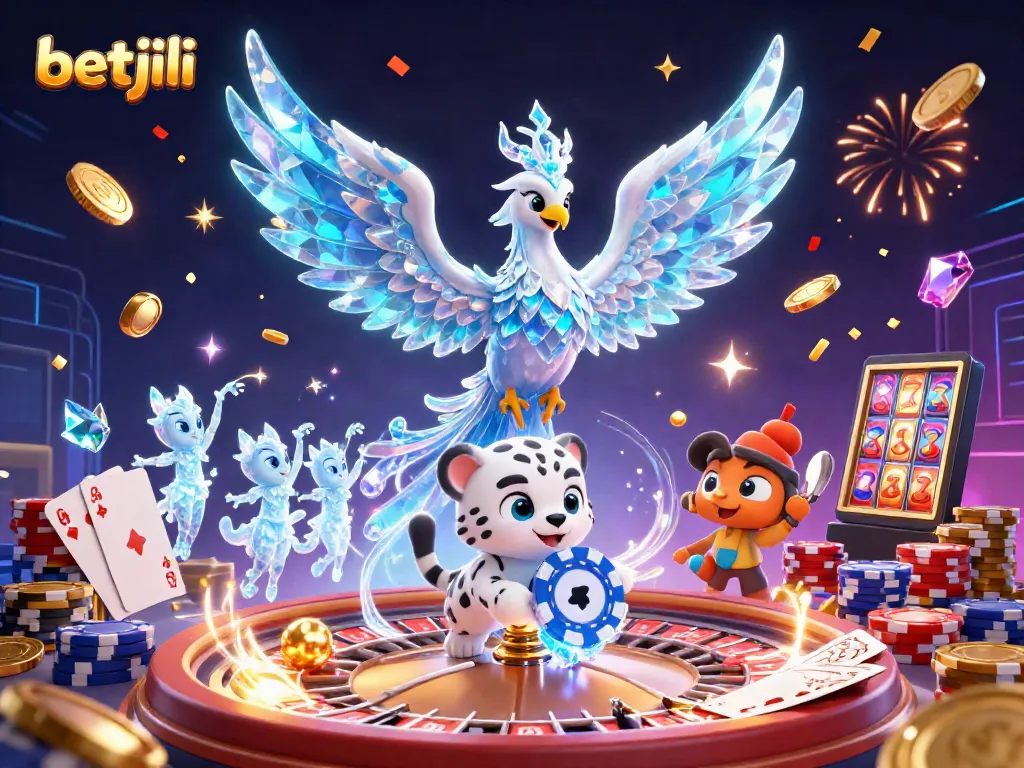 Betjili's dynamic 3D illustration featuring vibrant characters and engaging casino game elements.