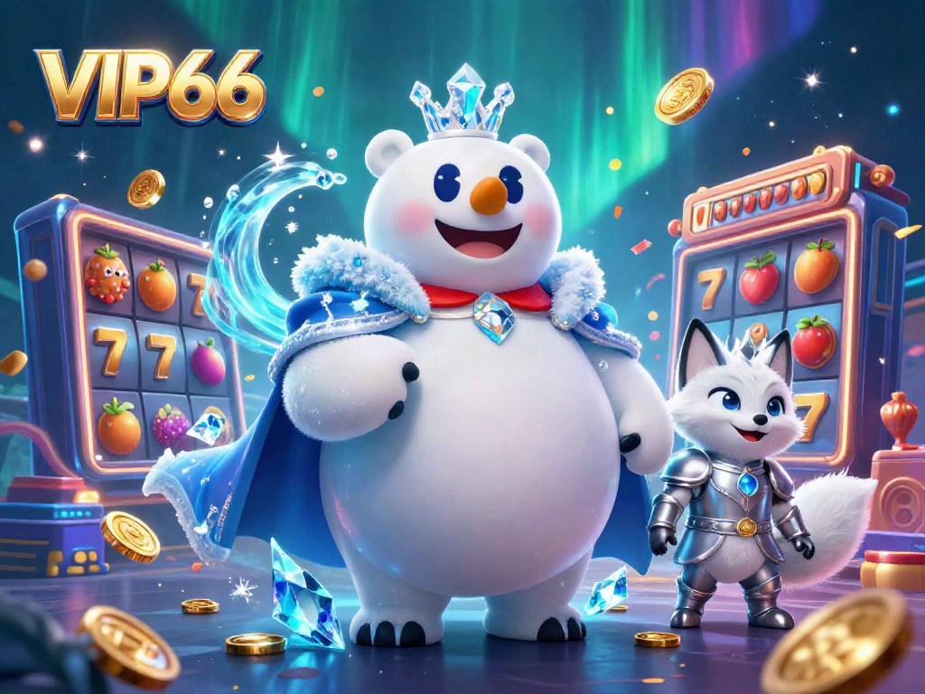 Experience exciting slots gameplay with VIP66's whimsical 3D characters and vibrant casino elements.