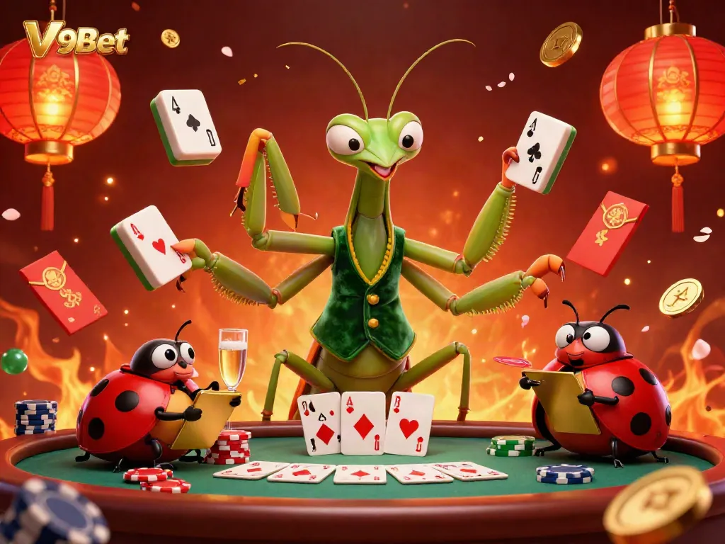 Experience thrilling gameplay at V9Bet with vibrant casino scenes featuring dynamic characters and rich gaming elements.