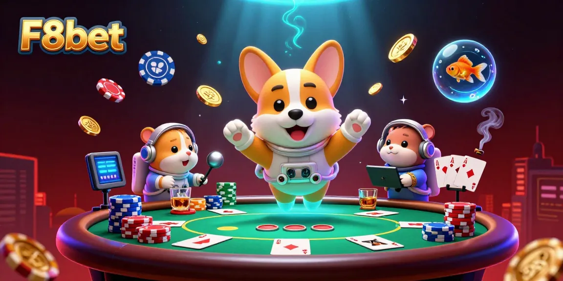 Experience the excitement of F8bet in a vibrant outer space casino scene filled with playful characters.