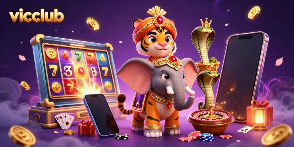 Engage with vicclub's thrilling casino scene filled with vibrant games, jewels, and win potential.