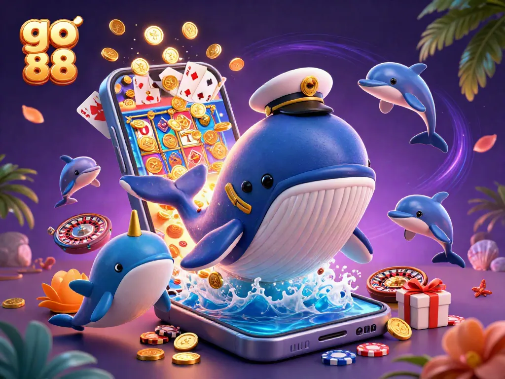 Win big with go 88 at the online casino featuring playful dolphins and a vibrant slot game experience.