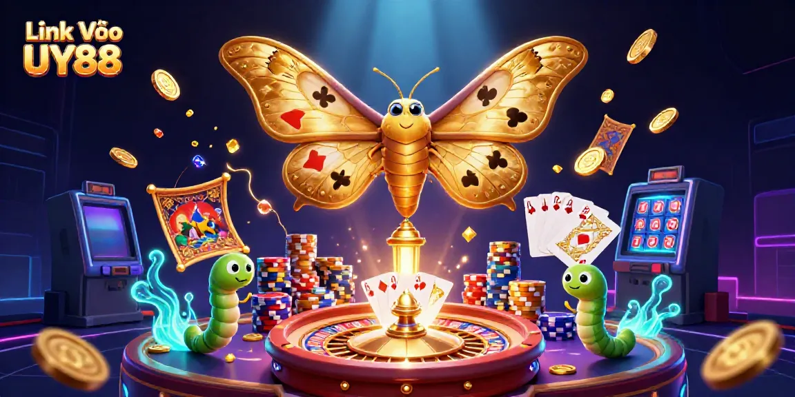 Play casino games and enjoy the thrill at Link Vào UY88 with vibrant 3D digital illustration.
