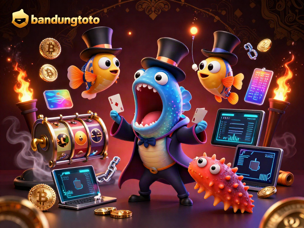 Experience the magic of bandungtoto with a 3D illustration of sea creatures showcasing exciting casino elements.