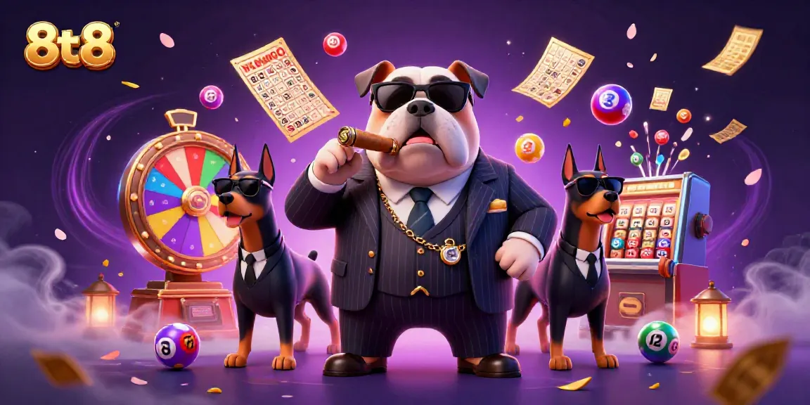 Engaging illustration of 8tt8 themed lottery scene with dynamic game elements.