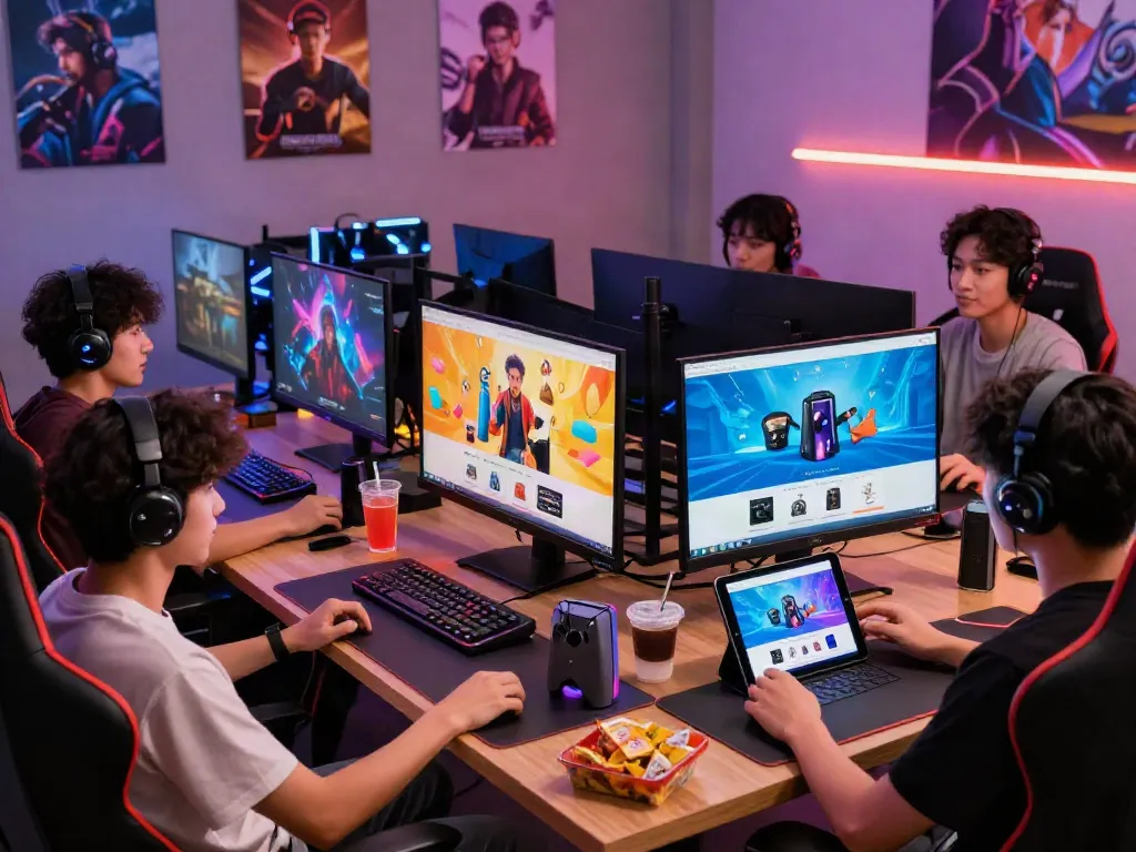 Exciting gaming scene featuring Warung168 merchandise and community engagement.