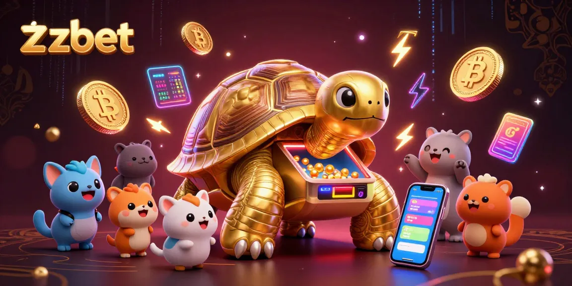 Play exciting games on zbet with vibrant characters and glowing crypto elements in a dazzling casino scene.