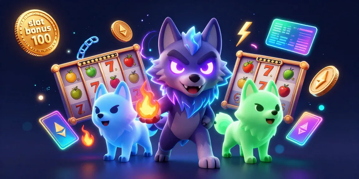 Experience slot bonus 100 with vibrant casino elements and enchanting wolf characters in action.
