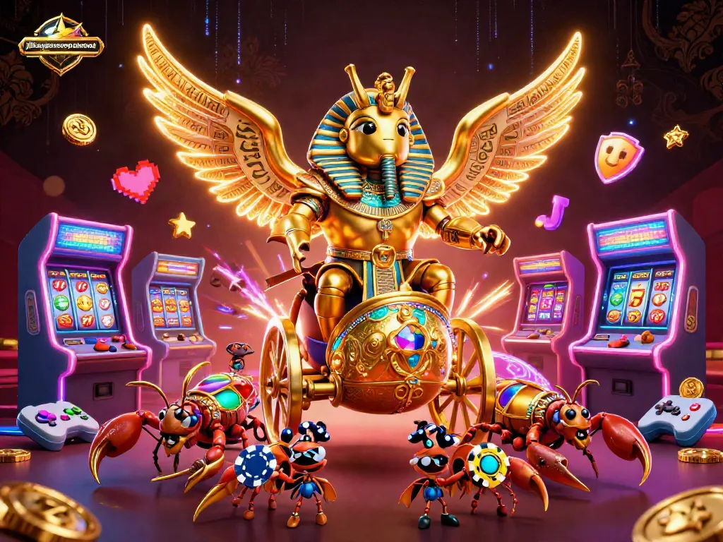 Engage in thrilling spins and jackpots with jilisuperaceappdownload, featuring a golden scarab and exciting game elements.
