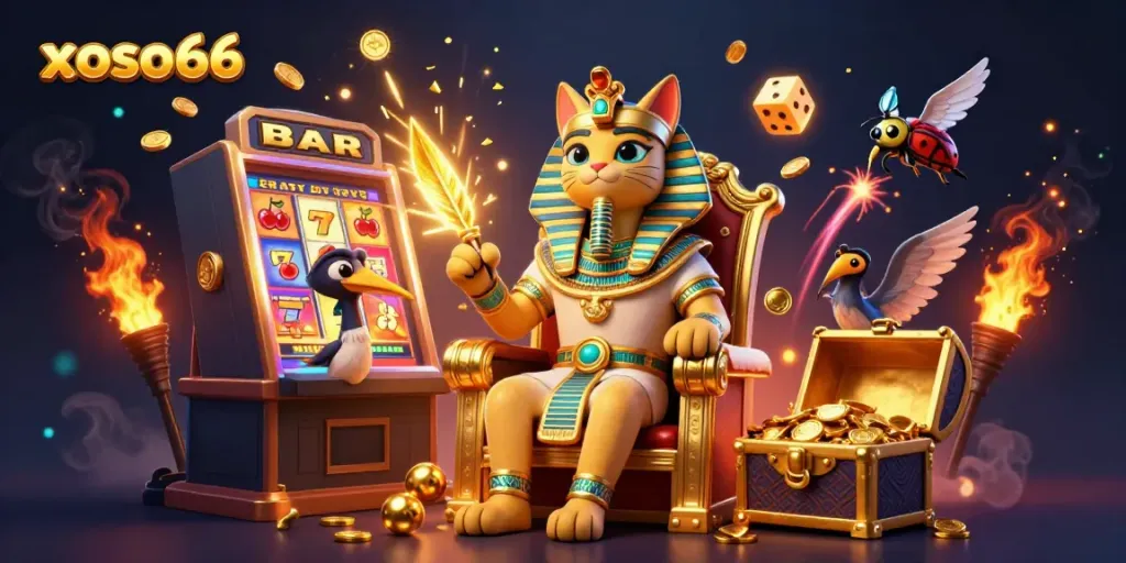 Engage in thrilling gameplay at xoso66 with vibrant characters and dynamic casino elements in action.