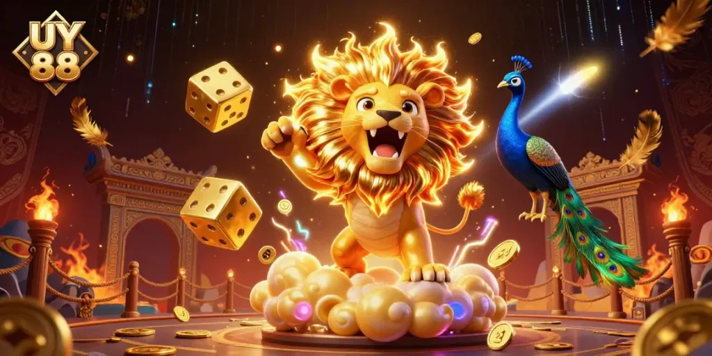 Experience the thrilling energy of UY 88 in this dynamic casino illustration.