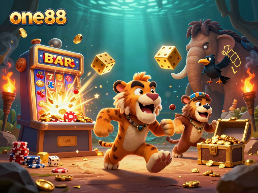 Experience thrilling gameplay at one88 with exciting casino elements and vibrant characters.