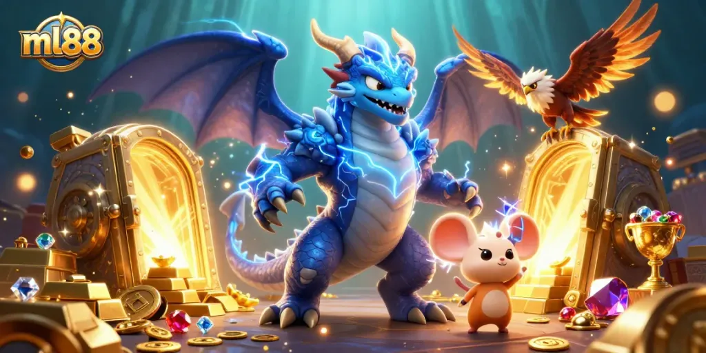 Experience excitement with ml88, showcasing a dynamic casino adventure filled with treasures and winning potential.