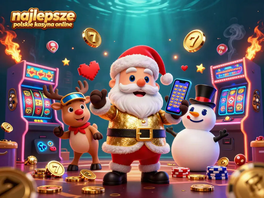 Experience the thrill of najlepsze polskie kasyna online with vibrant slot machines and festive characters.