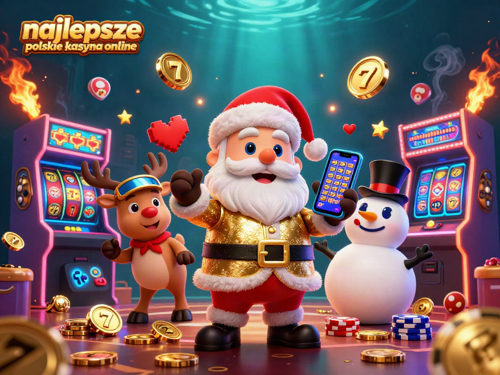 Experience the thrill of najlepsze polskie kasyna online with vibrant slot machines and festive characters.