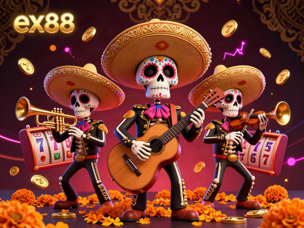 Experience ex88's dynamic casino atmosphere with a colorful mariachi band in a vibrant gambling scene.