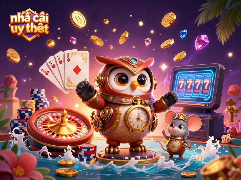 Experience thrilling fun with Nhà cái uy tín as the time-traveler owl ventures through a vibrant 3D casino world.