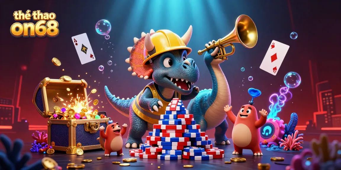 Engaging illustration of thể thao on68 featuring vibrant characters in a casino-themed underwater scene, promoting thrilling gaming experiences.