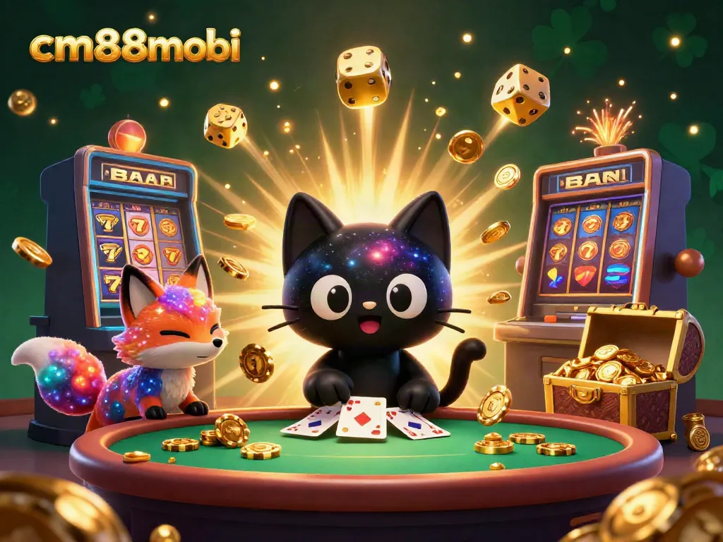 Engage with cm88mobi at a cosmic casino with vibrant characters and jackpot explosions.