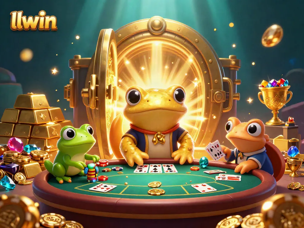 Experience thrills at the llwin casino with a colorful scene of slot reels and golden chips.