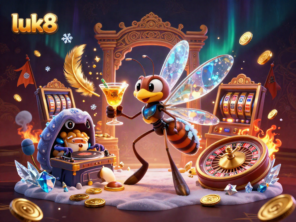 Experience thrilling gameplay at luk8 with animated casino mascots and vibrant gaming elements.
