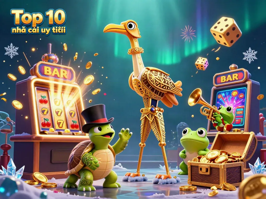 Engage with Top 10 nhà cái uy tín through vibrant gaming visuals featuring dynamic casino elements.