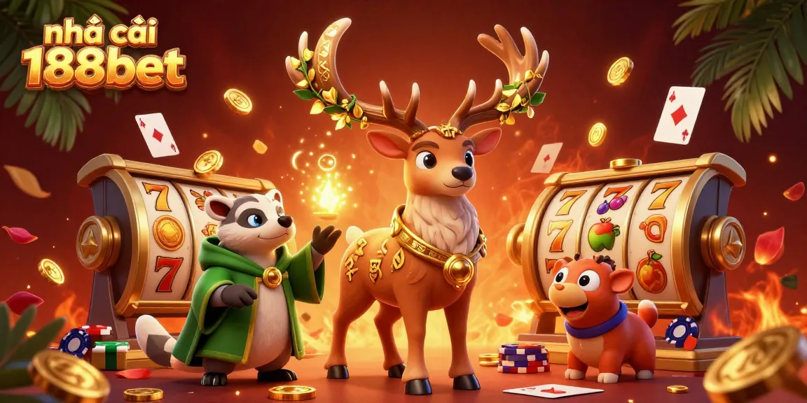 Experience the thrilling world of nhà cái 188bet with a dazzling 3D illustration featuring vibrant characters and dynamic gambling elements.