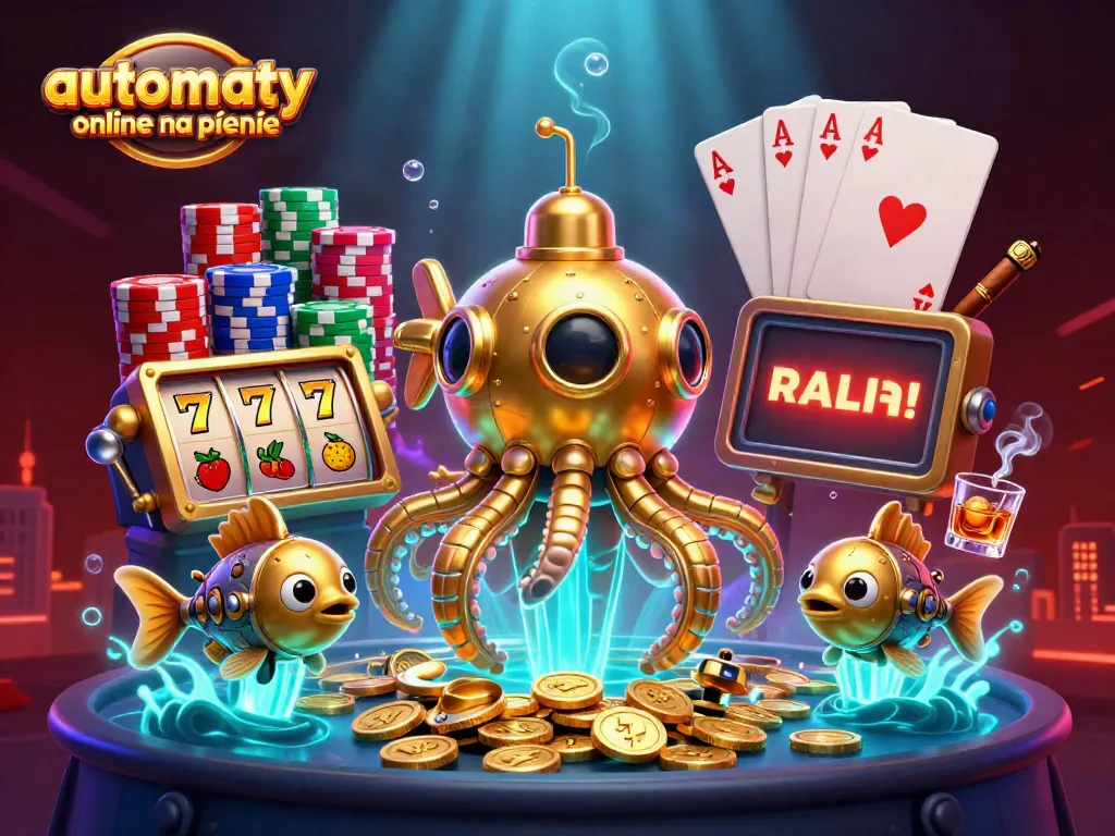 Play automaty online na pieniądze with engaging slot reels and golden kraken illustration.