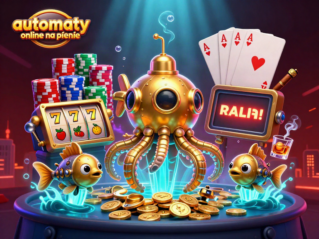 Play automaty online na pieniądze with engaging slot reels and golden kraken illustration.