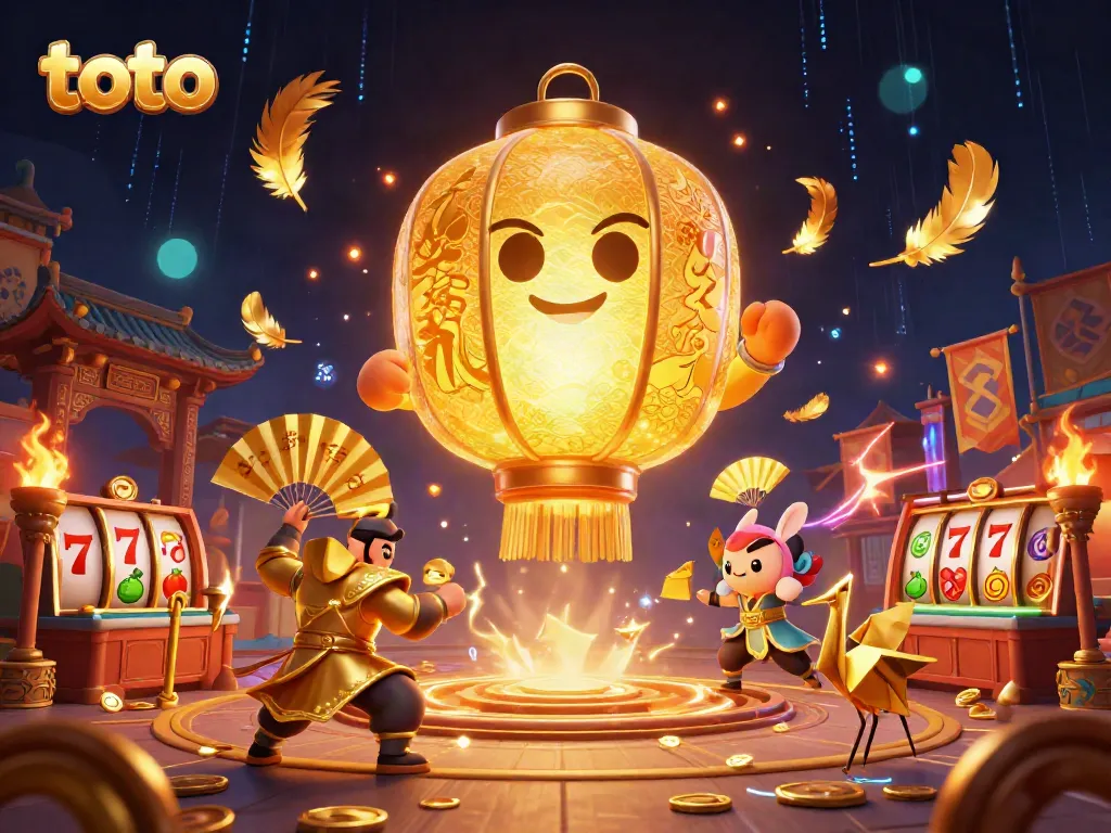 Gambar ilustrasi 3D fantastis dengan tema toto bermain kasino dan elemen keberuntungan.