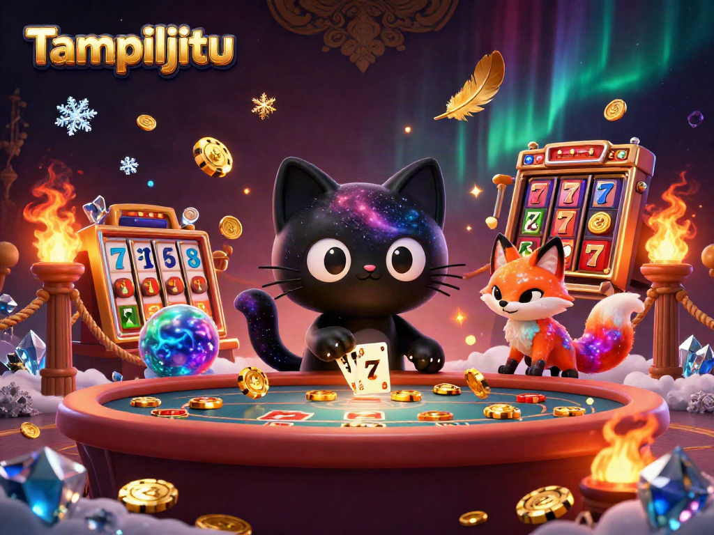 Tampiljitu's cosmic casino comes alive as the black hole cat pulls in chips, showcasing the thrilling gaming experience.