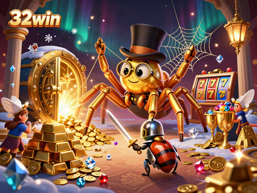 Experience thrilling slots at 32win with a vibrant scene showcasing adventure and excitement.