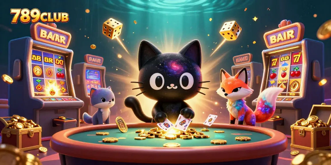 Engage with the dynamic 789CLUB casino scene featuring vibrant characters and games, showcasing excitement and fun.