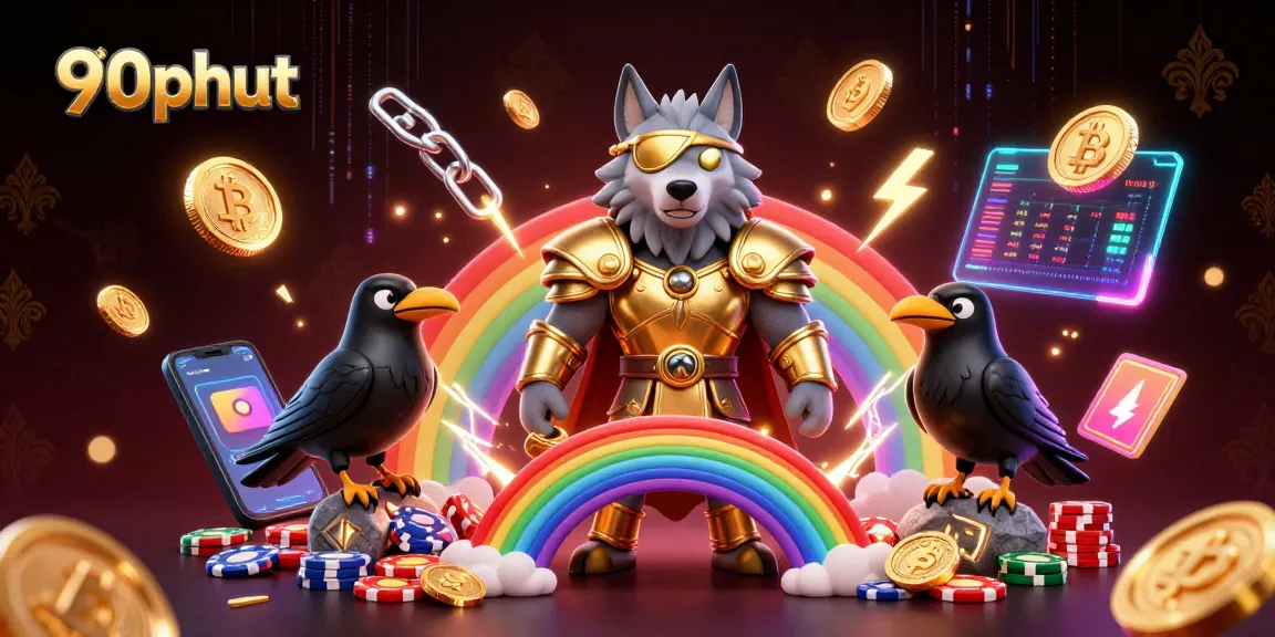 Bet on 90phut's thrilling action with vibrant Norse characters amidst casino chips.