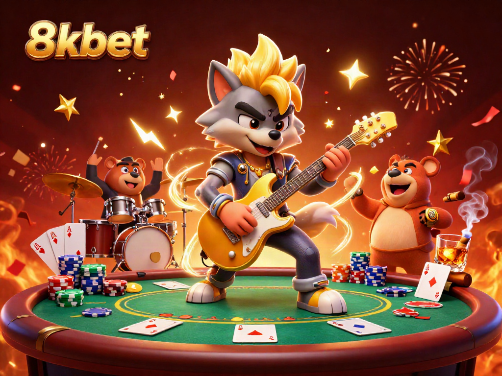 Experience the thrilling action of 8xbet with an electrifying casino performance featuring vibrant characters.